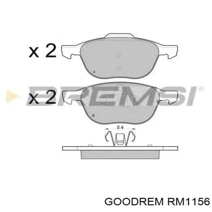 RM1156 Goodrem Sapatas do freio dianteiras de disco