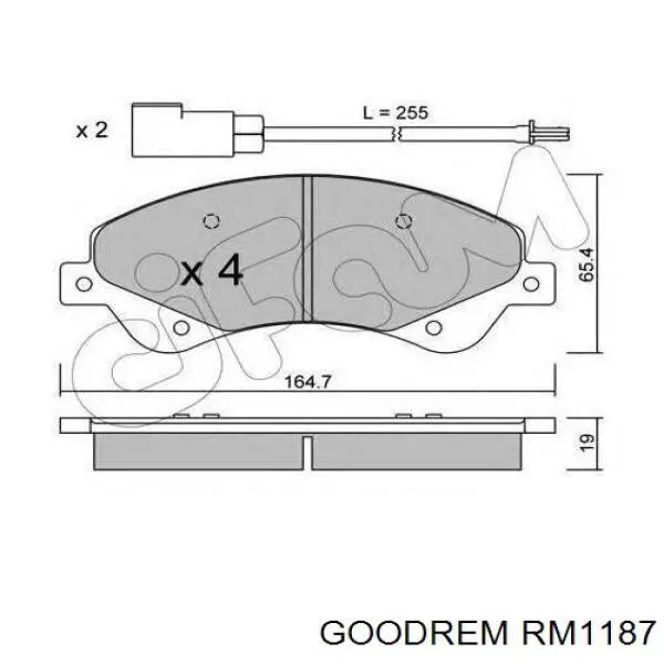 RM1187 Goodrem Sapatas do freio dianteiras de disco
