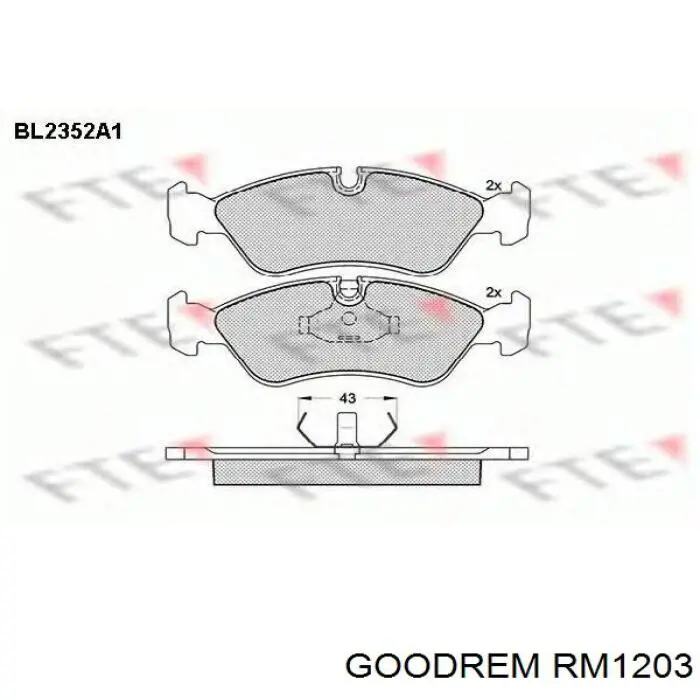 RM1203 Goodrem Sapatas do freio dianteiras de disco