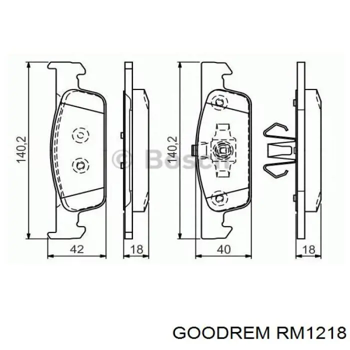 RM1218 Goodrem Sapatas do freio dianteiras de disco