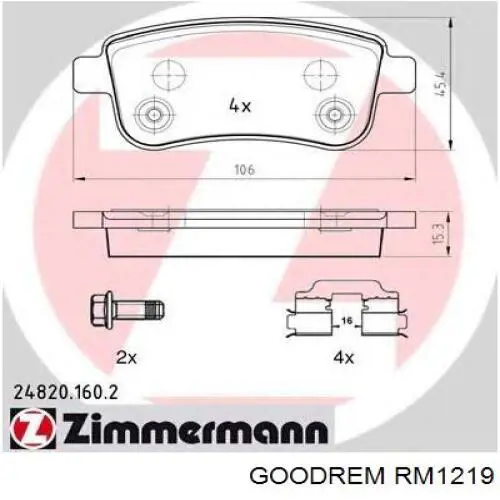 Compre RM1219 Goodrem Sapatas do freio traseiras de disco