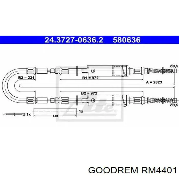 Compre RM4401 Goodrem Cabo traseiro direito/esquerdo do freio de estacionamento