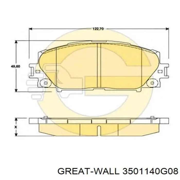 Sapatas do freio dianteiras de disco Great Wall 3501140G08 preço, a partir de 31,78 USD