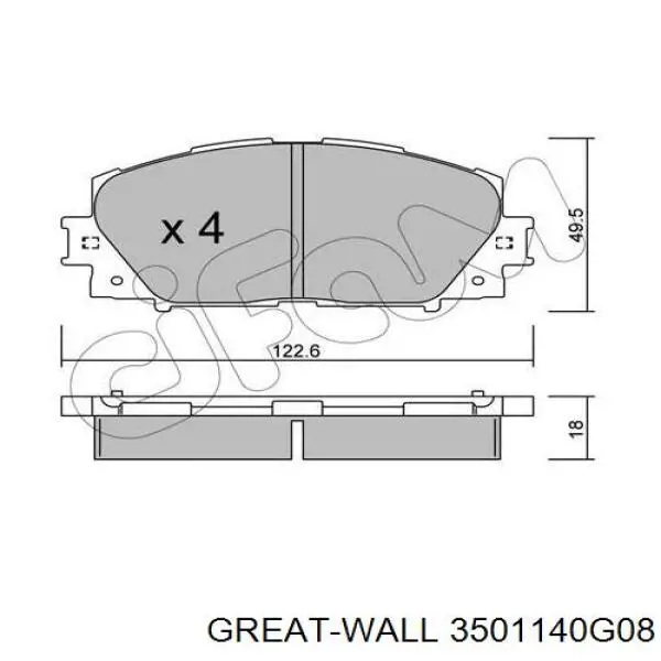 Sapatas do freio dianteiras de disco 3501140G08 Great Wall