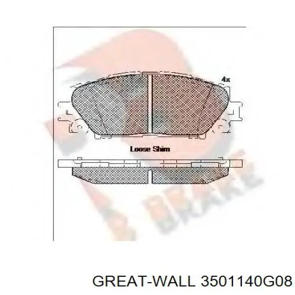 Sapatas do freio dianteiras de disco Great Wall 3501140G08