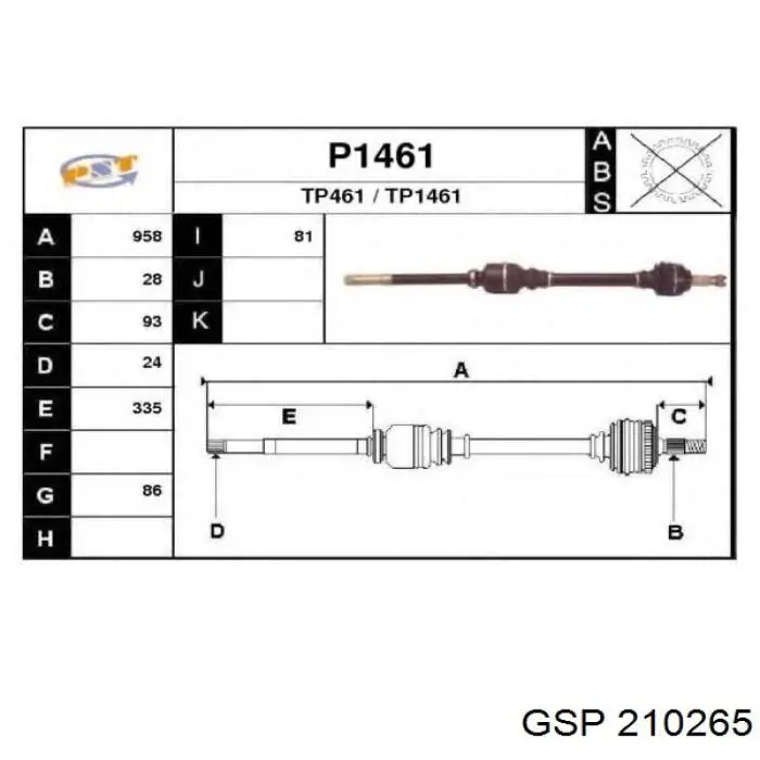 Compre 3273FA Peugeot/Citroen Semieixo (acionador) dianteiro direito