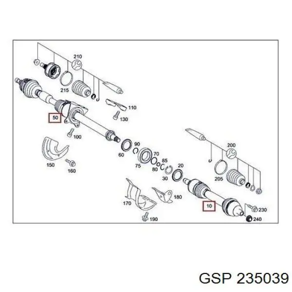 Semieixo (acionador) dianteiro direito Mercedes A1693606872 preço, a partir de 198,58 USD