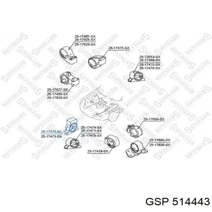 Coxim (suporte) dianteiro de motor GSP 514443 preço, a partir de 35,88 USD