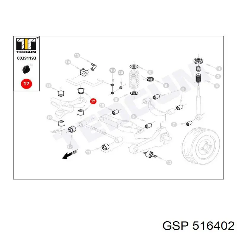Compre 516402 GSP Bloco silencioso de viga traseira (de plataforma veicular)