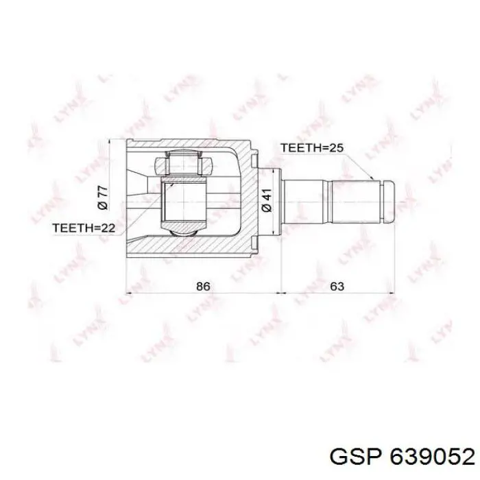 Junta homocinética interna dianteira esquerda GSP 639052 preço, a partir de 47,33 USD