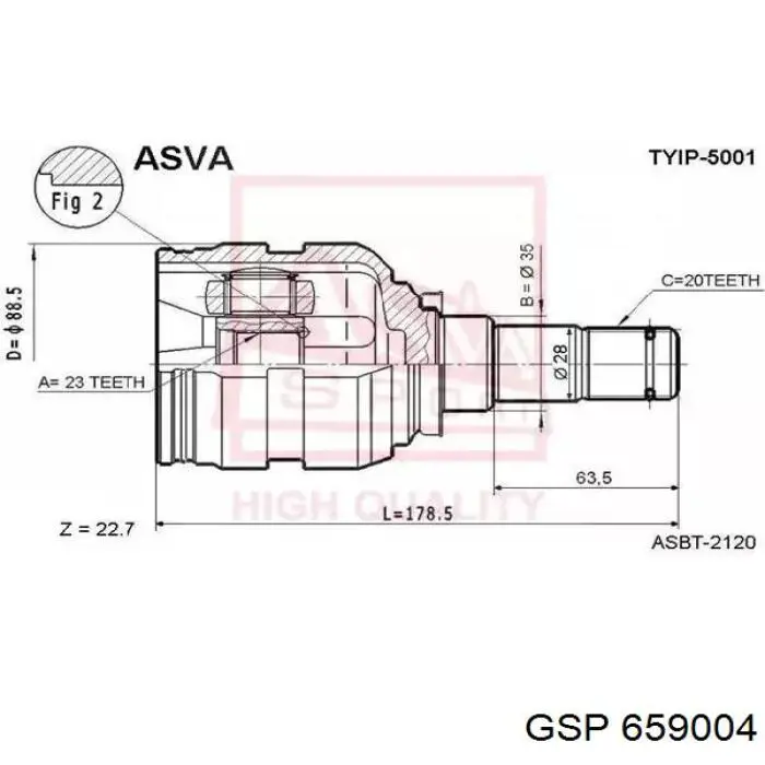 Junta homocinética interna dianteira direita GSP 659004 preço, a partir de 98,27 USD