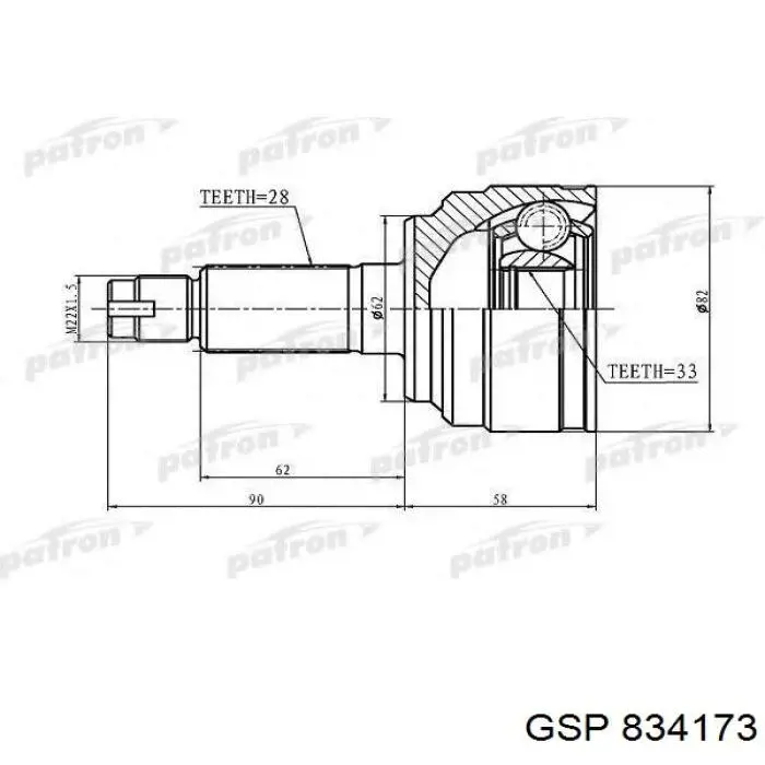 Compre 834173 GSP Junta homocinética externa dianteira
