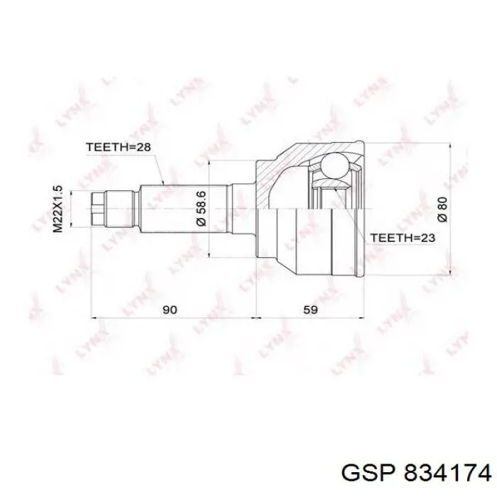 834174 GSP Junta homocinética externa dianteira