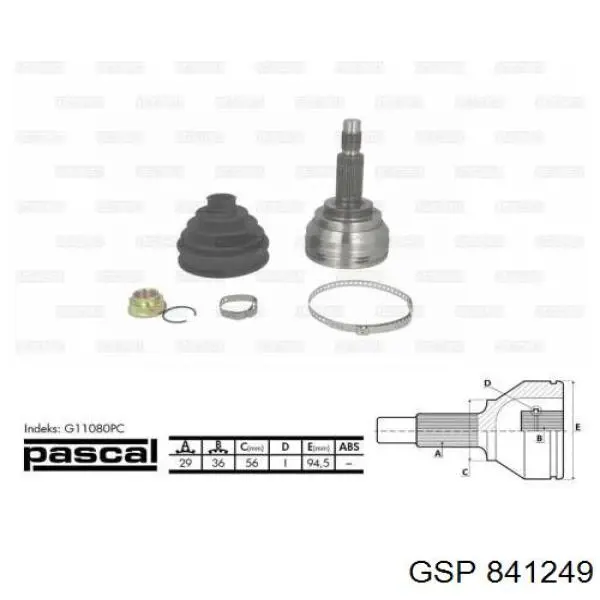 Junta homocinética externa dianteira GSP 841249 preço, a partir de 53,90 USD