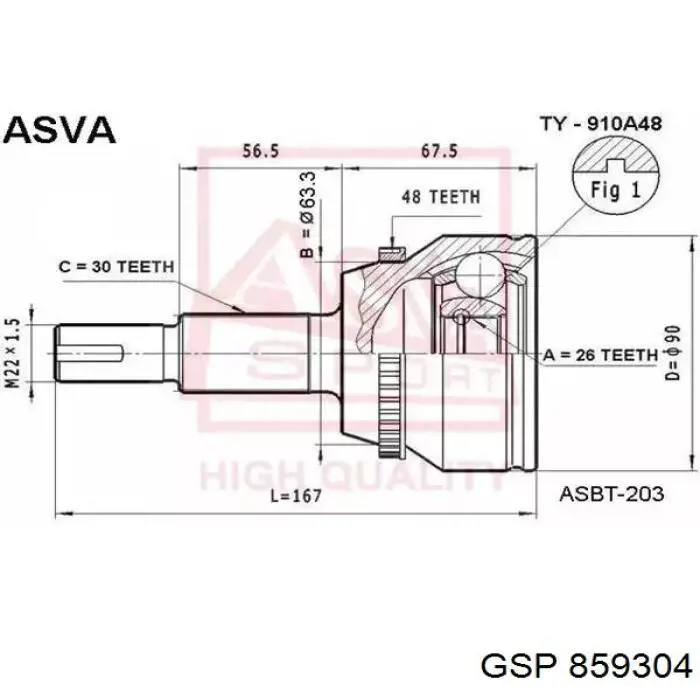Compre 859304 GSP Junta homocinética externa dianteira