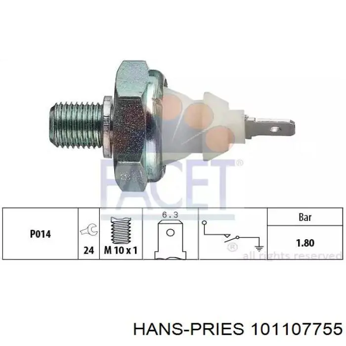 Sensor de pressão de óleo 101107755 Hans Pries (Topran)