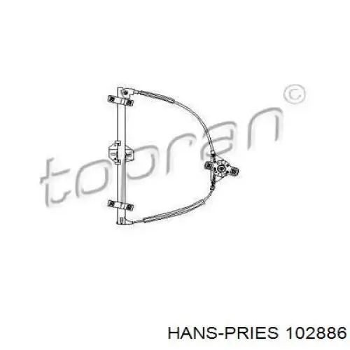 102886 Hans Pries (Topran) Mecanismo de acionamento de vidro da porta dianteira esquerda