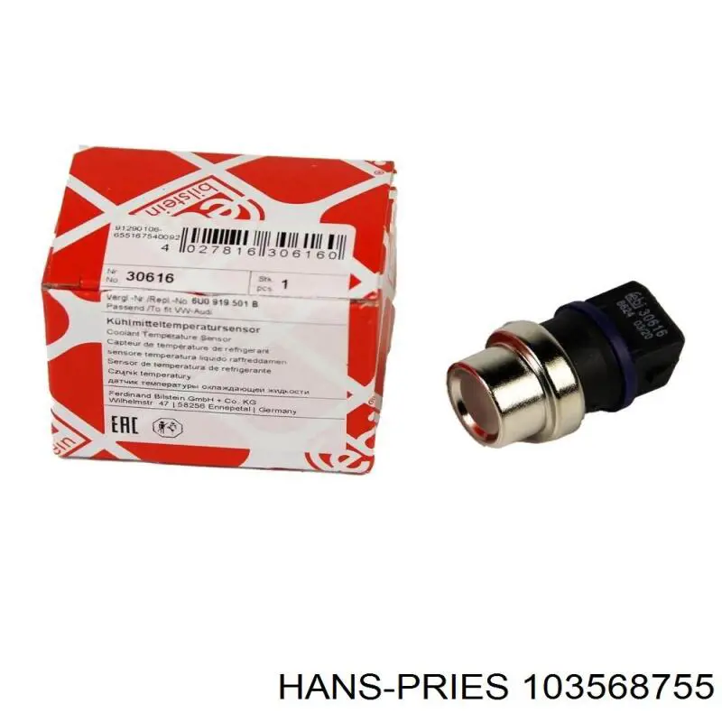Sensor de temperatura do fluido de esfriamento 103568755 Hans Pries (Topran)