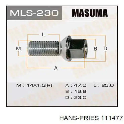 Parafuso de roda Hans Pries (Topran) 111477 preço, a partir de 1,94 USD
