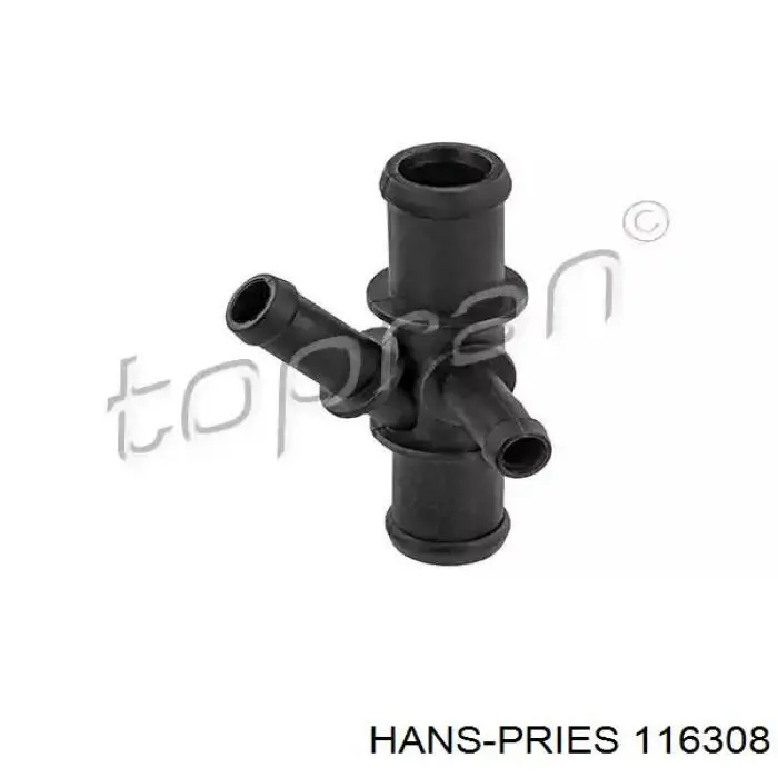 116308 Hans Pries (Topran) Flange do sistema de esfriamento (união em T)