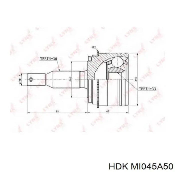 MI045A50 HDK Junta homocinética externa dianteira