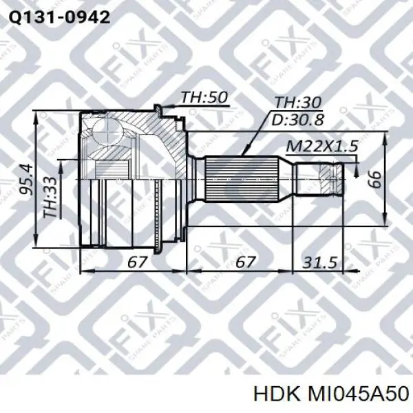 Junta homocinética externa dianteira HDK MI045A50 preço, a partir de 58,98 USD