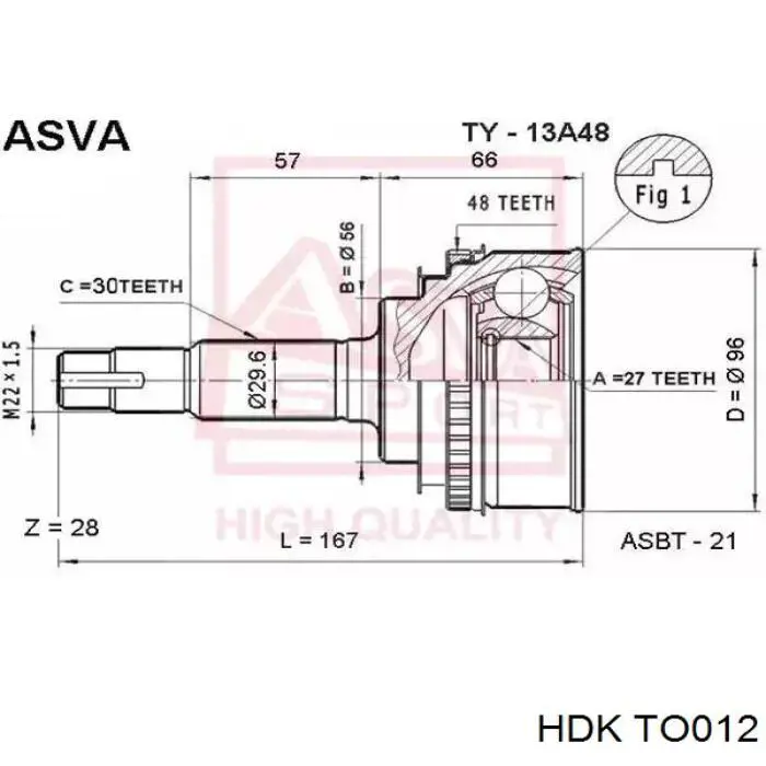Junta homocinética externa dianteira TO012 HDK