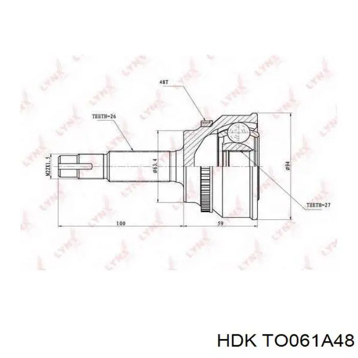 Junta homocinética externa dianteira HDK TO061A48 preço, a partir de 48,63 USD