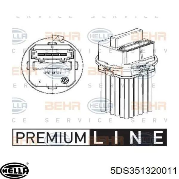 Resistor (resistência) de ventilador de forno (de aquecedor de salão) 5DS351320011 HELLA