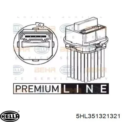Resistor (resistência) de ventilador de forno (de aquecedor de salão) 5HL351321321 HELLA
