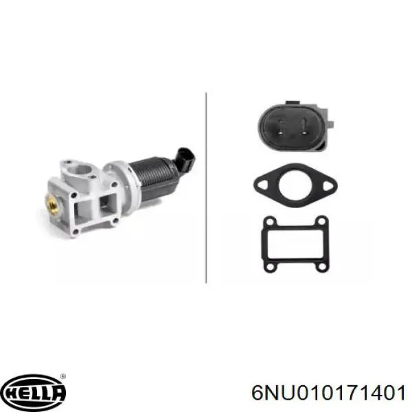 Compre 6NU010171401 HELLA Válvula EGR de recirculação dos gases