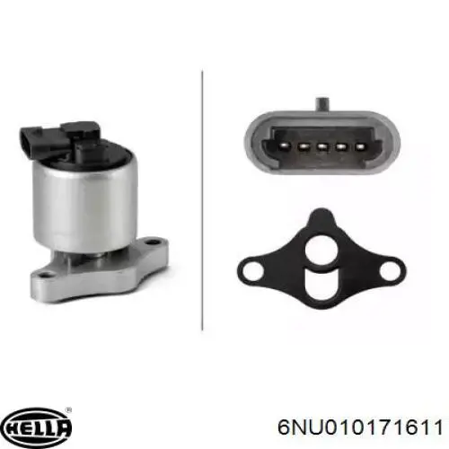6NU010171611 HELLA Válvula EGR de recirculação dos gases
