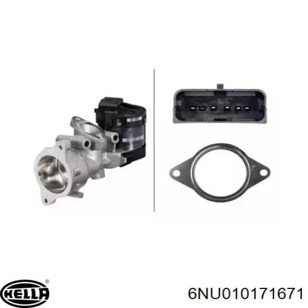 6NU010171671 HELLA Válvula EGR de recirculação dos gases