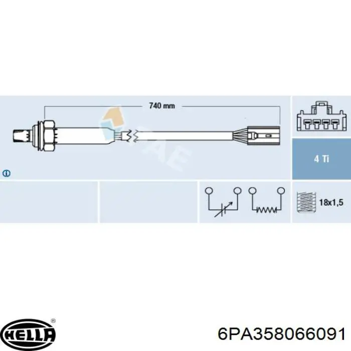 Sonda lambda, sensor de oxigênio depois de catalisador HELLA 6PA358066091 preço, a partir de 138,33 USD