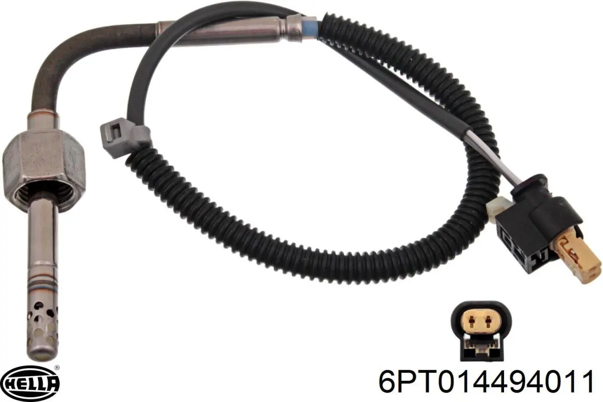 6PT014494011 HELLA Sensor de temperatura dos gases de escape (GE), até o catalisador