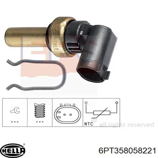 Compre 6PT358058221 HELLA Sensor de temperatura do fluido de esfriamento