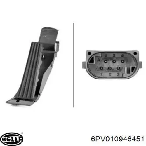 6PV010946451 HELLA Pedal de gás (de acelerador)