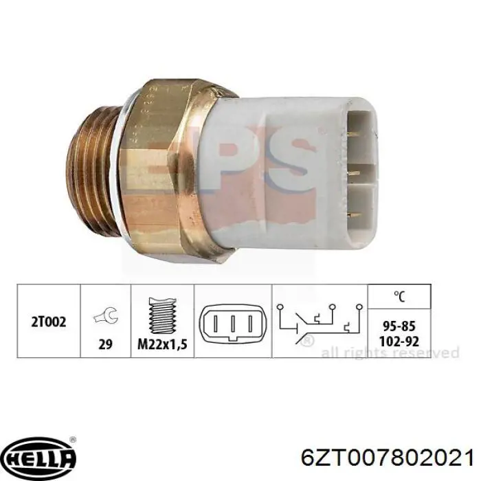 Compre 6ZT007802021 HELLA Sensor de temperatura do fluido de esfriamento (de ativação de ventilador do radiador)