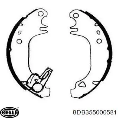 Compre 8DB355000581 HELLA Sapatas do freio traseiras de tambor