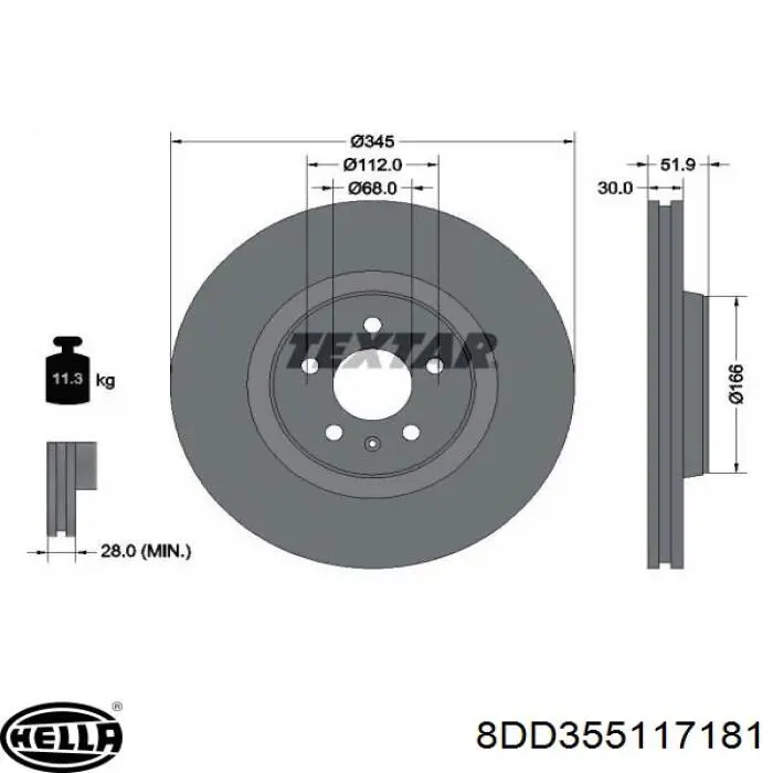 Compre 8DD355117181 HELLA Disco do freio dianteiro