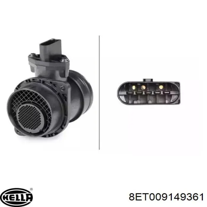 8ET009149361 HELLA Sensor de fluxo (consumo) de ar, medidor de consumo M.A.F. - (Mass Airflow)