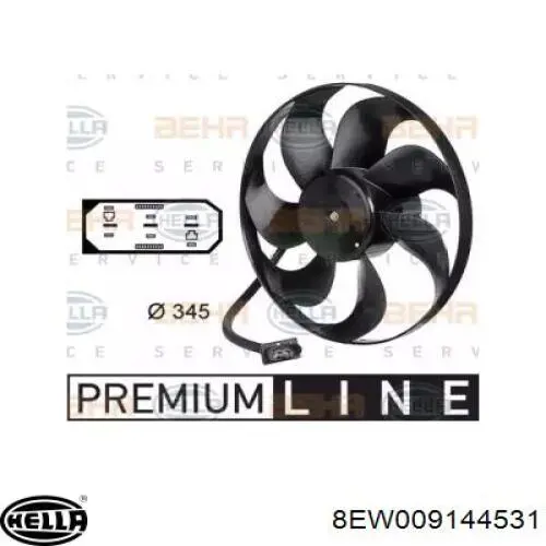 Ventilador elétrico de esfriamento montado (motor + roda de aletas) HELLA 8EW009144531 preço, a partir de 70,36 USD