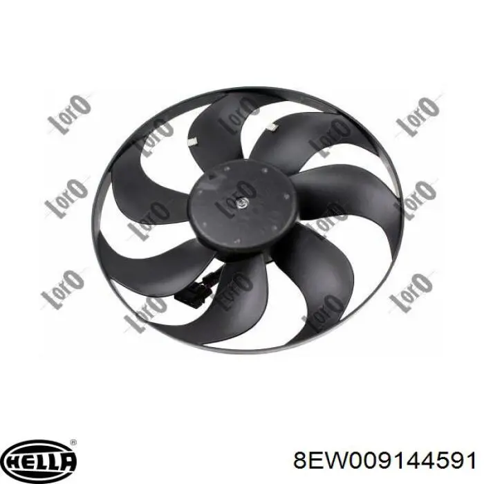 Ventilador elétrico de esfriamento montado (motor + roda de aletas) 8EW009144591 HELLA