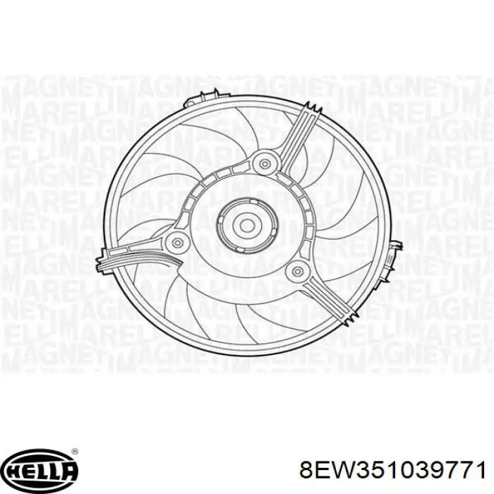 Ventilador elétrico de esfriamento montado (motor + roda de aletas) 8EW351039771 HELLA
