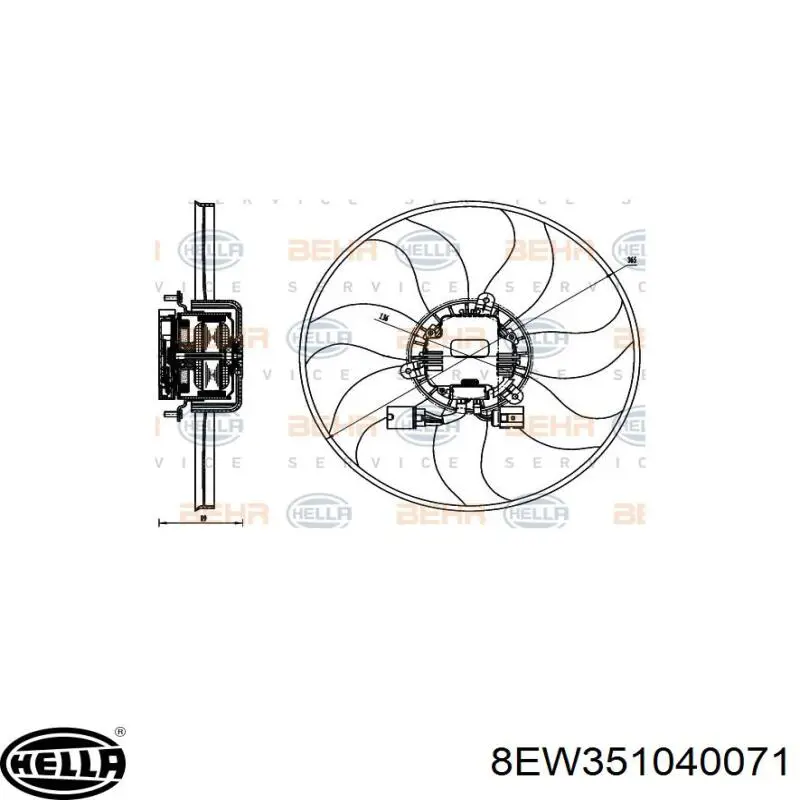 Ventilador elétrico de esfriamento montado (motor + roda de aletas) esquerdo 35959048 AND