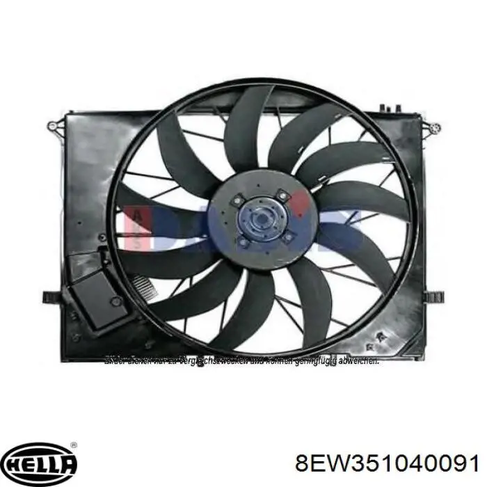 Difusor do radiador de esfriamento, montado com motor e roda de aletas 8EW351040091 HELLA
