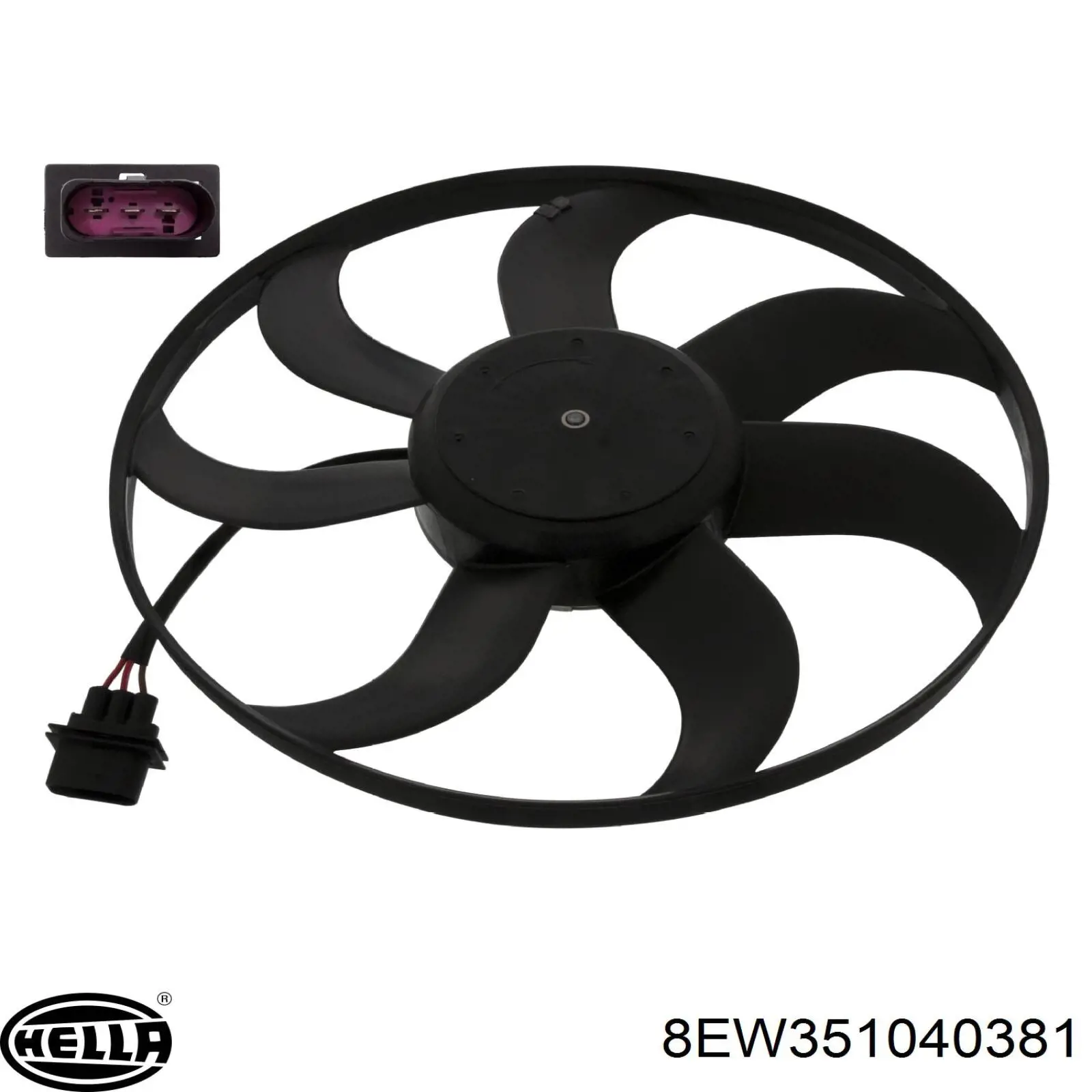 Ventilador elétrico de esfriamento montado (motor + roda de aletas) 8EW351040381 HELLA