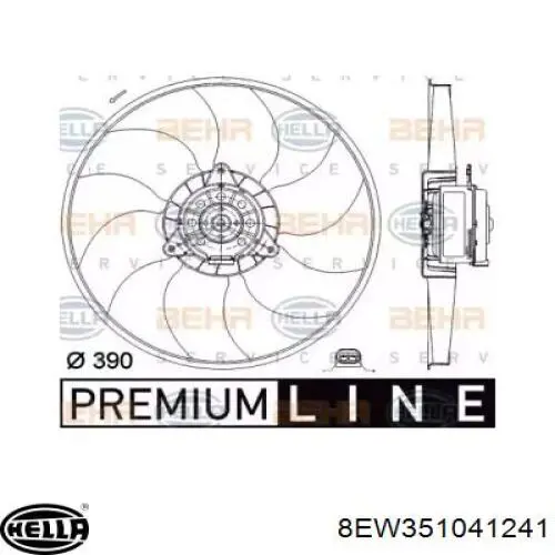 Ventilador elétrico de esfriamento montado (motor + roda de aletas) HELLA 8EW351041241 preço, a partir de 68,10 USD