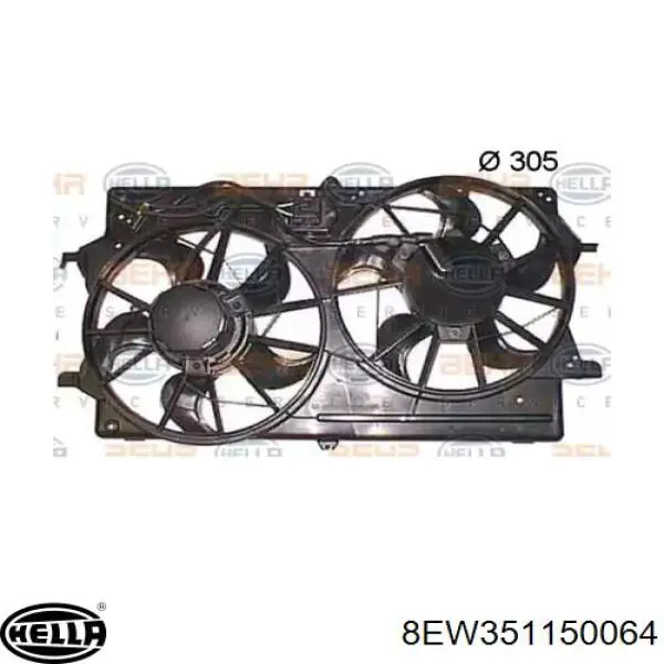 Ventilador elétrico de esfriamento montado (motor + roda de aletas) 8EW351150064 HELLA