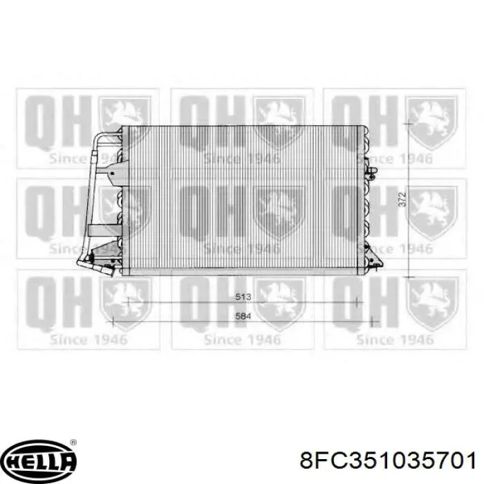 Radiador de aparelho de ar condicionado 8FC351035701 HELLA
